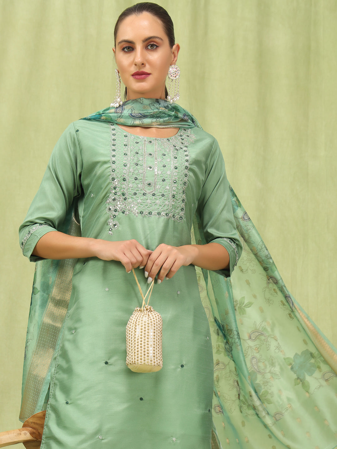 Bhavana Women Kurta and Trousers Pant Set Silk Blend - FitVibe Fashion