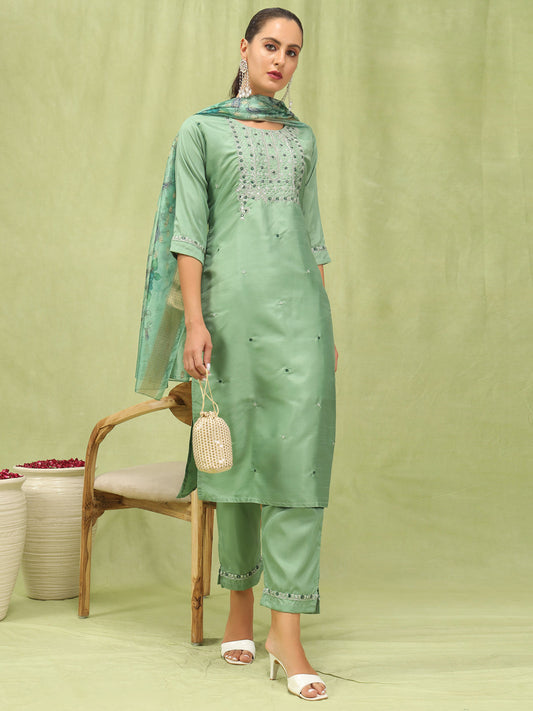 Bhavana Women Kurta and Trousers Pant Set Silk Blend - FitVibe Fashion