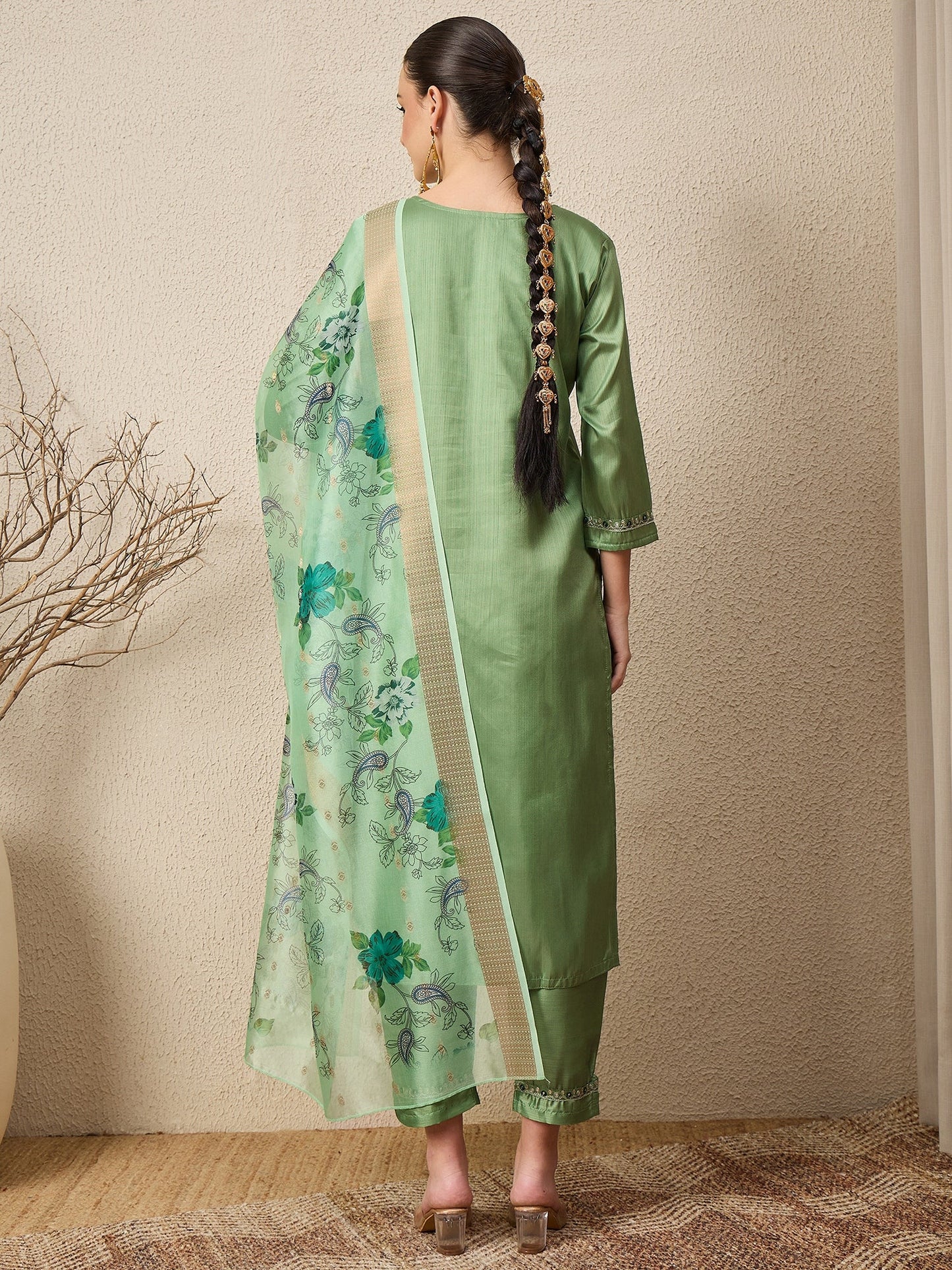 Lavanya Pista Women Silk Blend Kurta and Trousers Pant Set - FitVibe Fashion