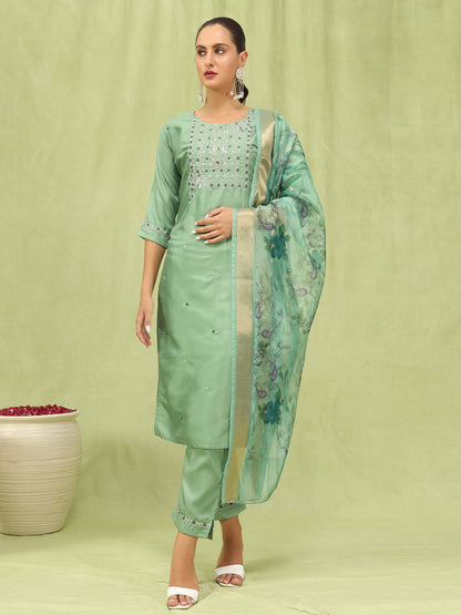 Bhavana Women Kurta and Trousers Pant Set Silk Blend - FitVibe Fashion