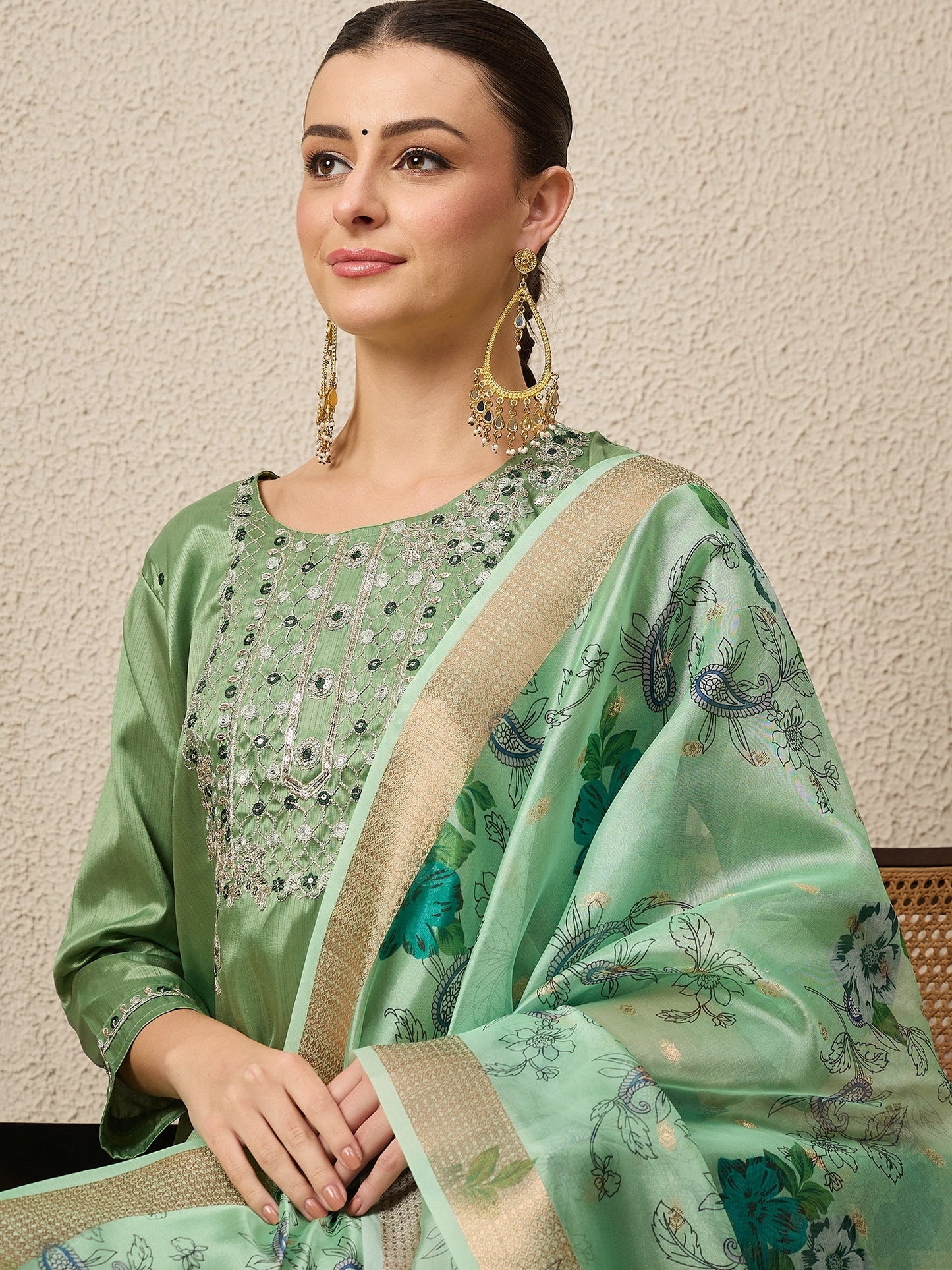 Lavanya Pista Women Silk Blend Kurta and Trousers Pant Set - FitVibe Fashion