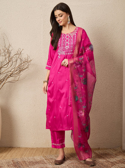 Mahek Rani Women Silk Blend Kurta and Trousers Pant Set - FitVibe Fashion