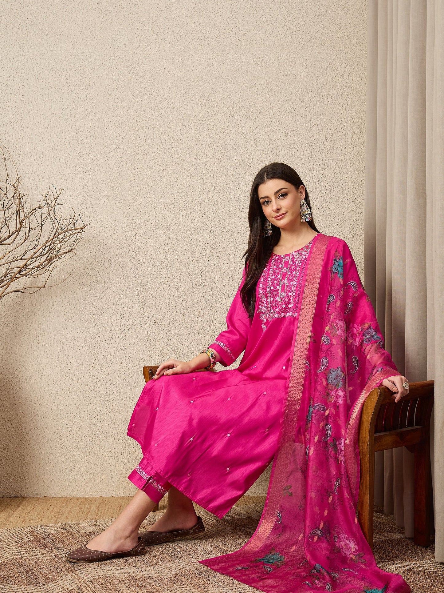 Mahek Rani Women Silk Blend Kurta and Trousers Pant Set - FitVibe Fashion