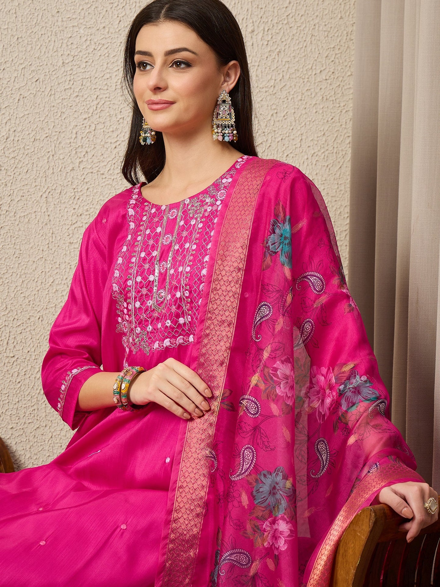 Mahek Rani Women Silk Blend Kurta and Trousers Pant Set - FitVibe Fashion