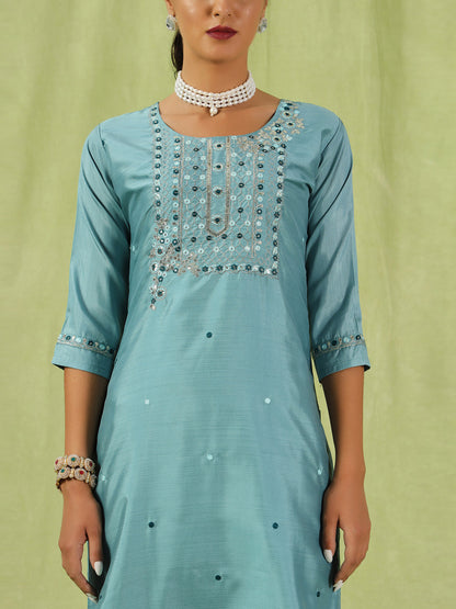 Chitraa  Women Kurta and Trousers Pant Set Silk Blend - FitVibe Fashion