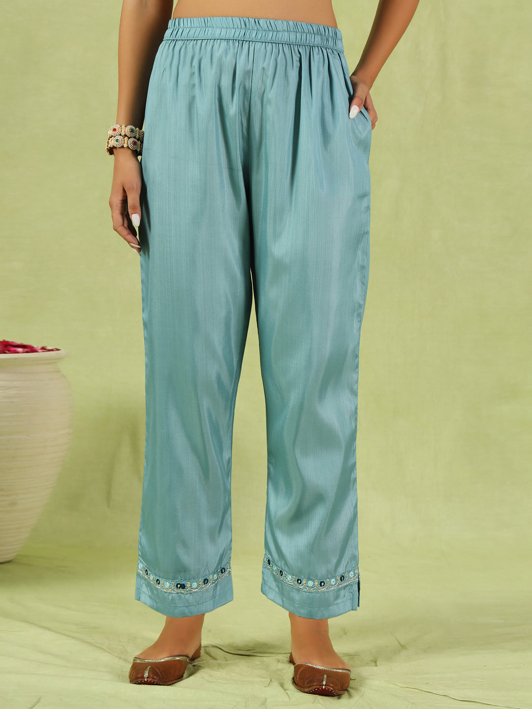 Chitraa  Women Kurta and Trousers Pant Set Silk Blend - FitVibe Fashion