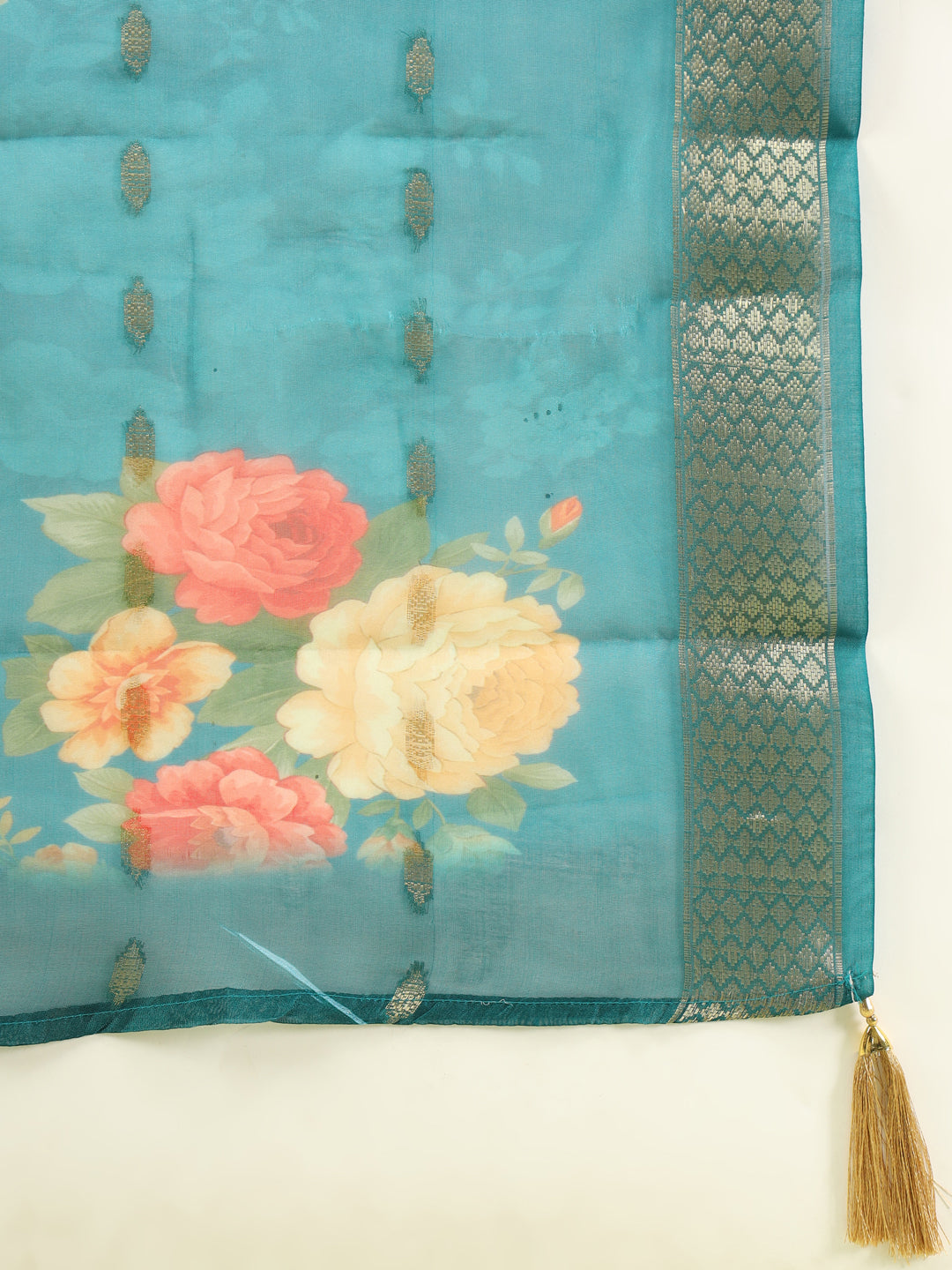 Veena Women’s Viscose Roman Silk Embroidery Straight Kurta Pant with Dupatta Set - FitVibe Fashion