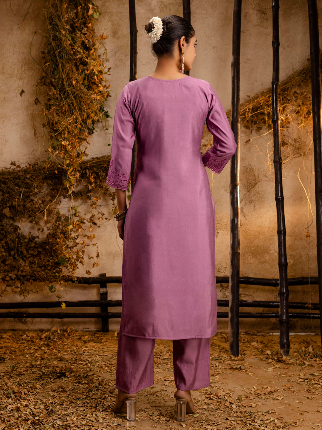 Silk Blend Women Embroidered Kurta And Pant Set With Dupatta Kurta Set For Women - FitVibe Fashion