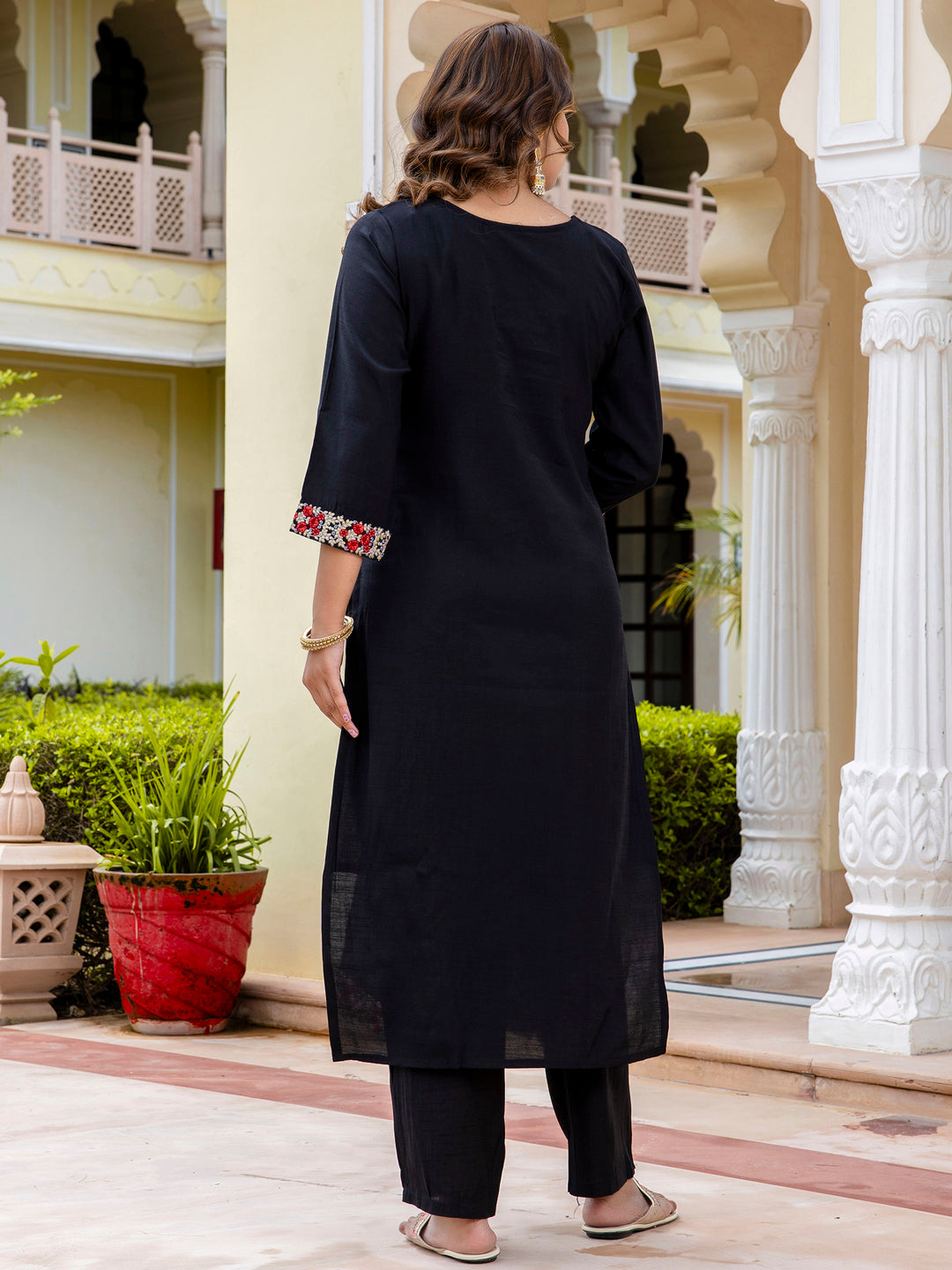 Women’s Viscose Roman Silk Embroidery Straight Kurta Pant with Dupatta Set - FitVibe Fashion