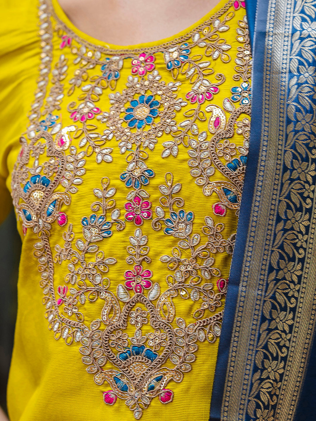 Viscose Rayon Embroidered Straight Kurta with Pant & Dupatta Set - FitVibe Fashion