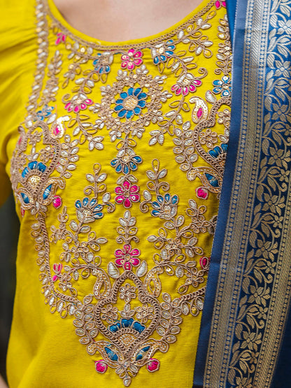 Viscose Rayon Embroidered Straight Kurta with Pant & Dupatta Set - FitVibe Fashion