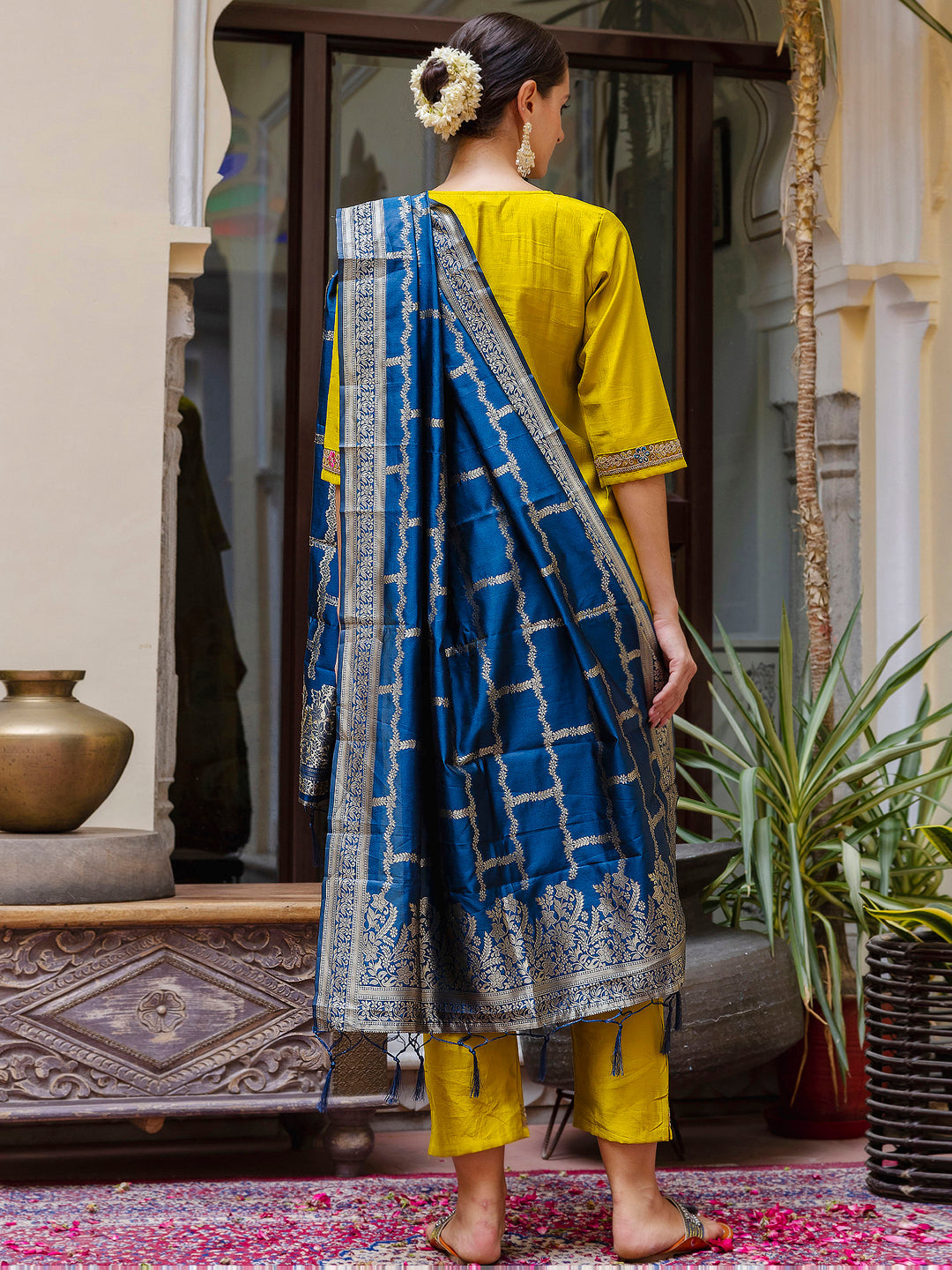 Viscose Rayon Embroidered Straight Kurta with Pant & Dupatta Set - FitVibe Fashion