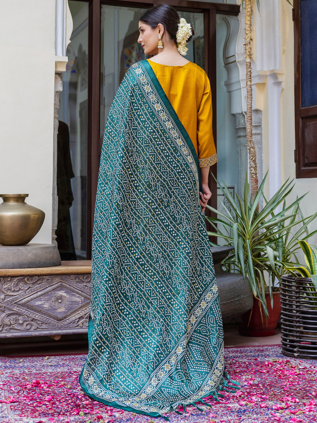 Embroidered Silk Blend Calf Length Straight Kurta Trouser with Dupatta Set - FitVibe Fashion