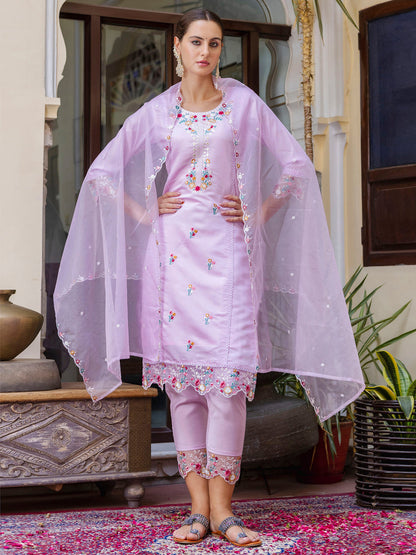 Women Kurta and Pant Sets Viscose Roman Silk Fabric - FitVibe Fashion