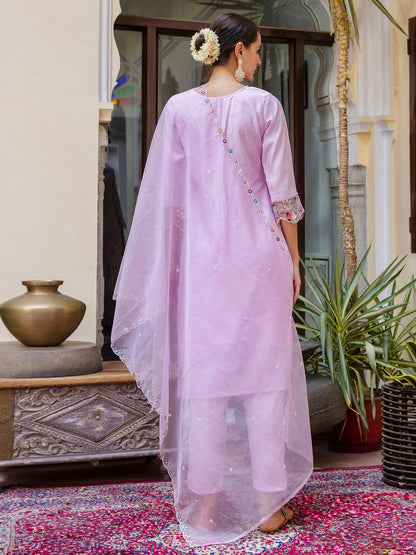 Women Kurta and Pant Sets Viscose Roman Silk Fabric - FitVibe Fashion