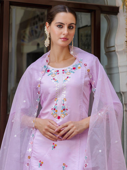 Women Kurta and Pant Sets Viscose Roman Silk Fabric - FitVibe Fashion