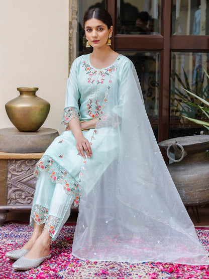 Women Kurta and Pant Sets Viscose Roman Silk Fabric - FitVibe Fashion