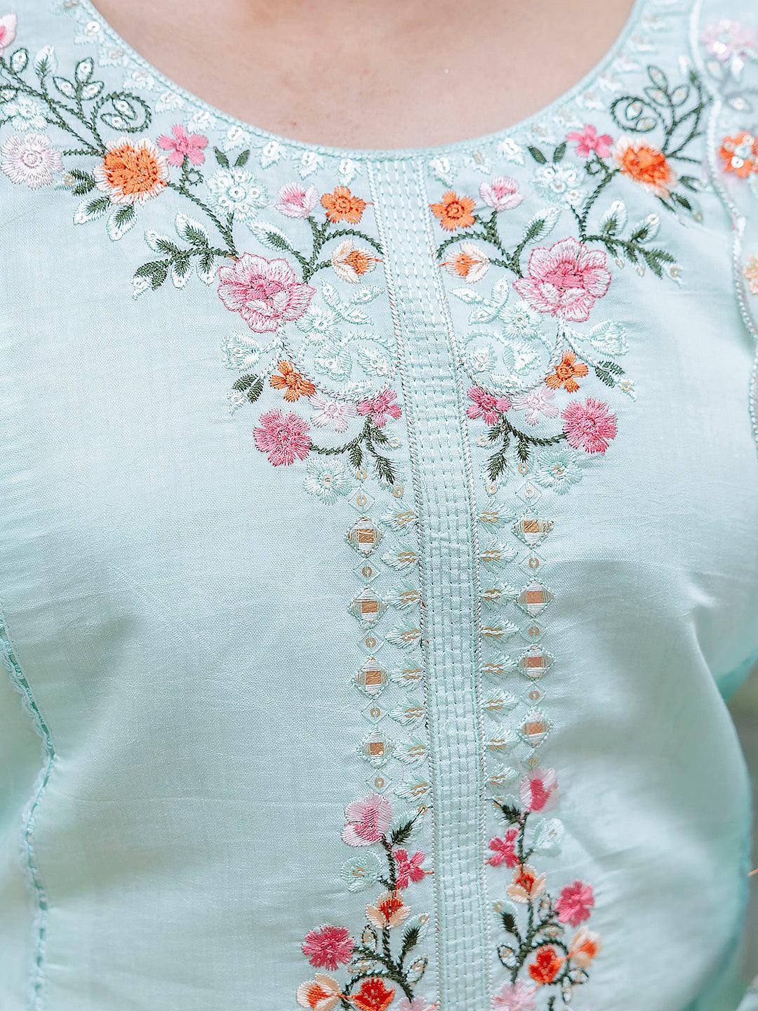 Women Kurta and Pant Sets Viscose Roman Silk Fabric - FitVibe Fashion