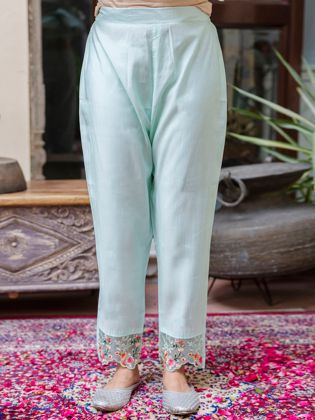 Women Kurta and Pant Sets Viscose Roman Silk Fabric - FitVibe Fashion