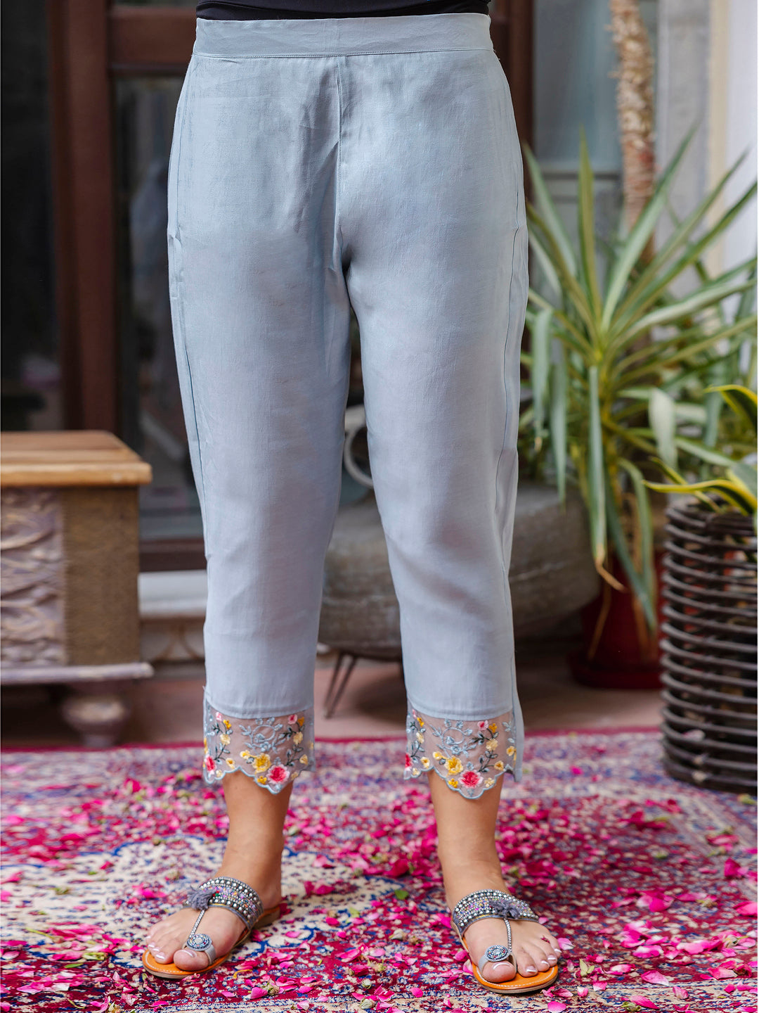 Women Kurta and Pant Sets Viscose Roman Silk Fabric - FitVibe Fashion