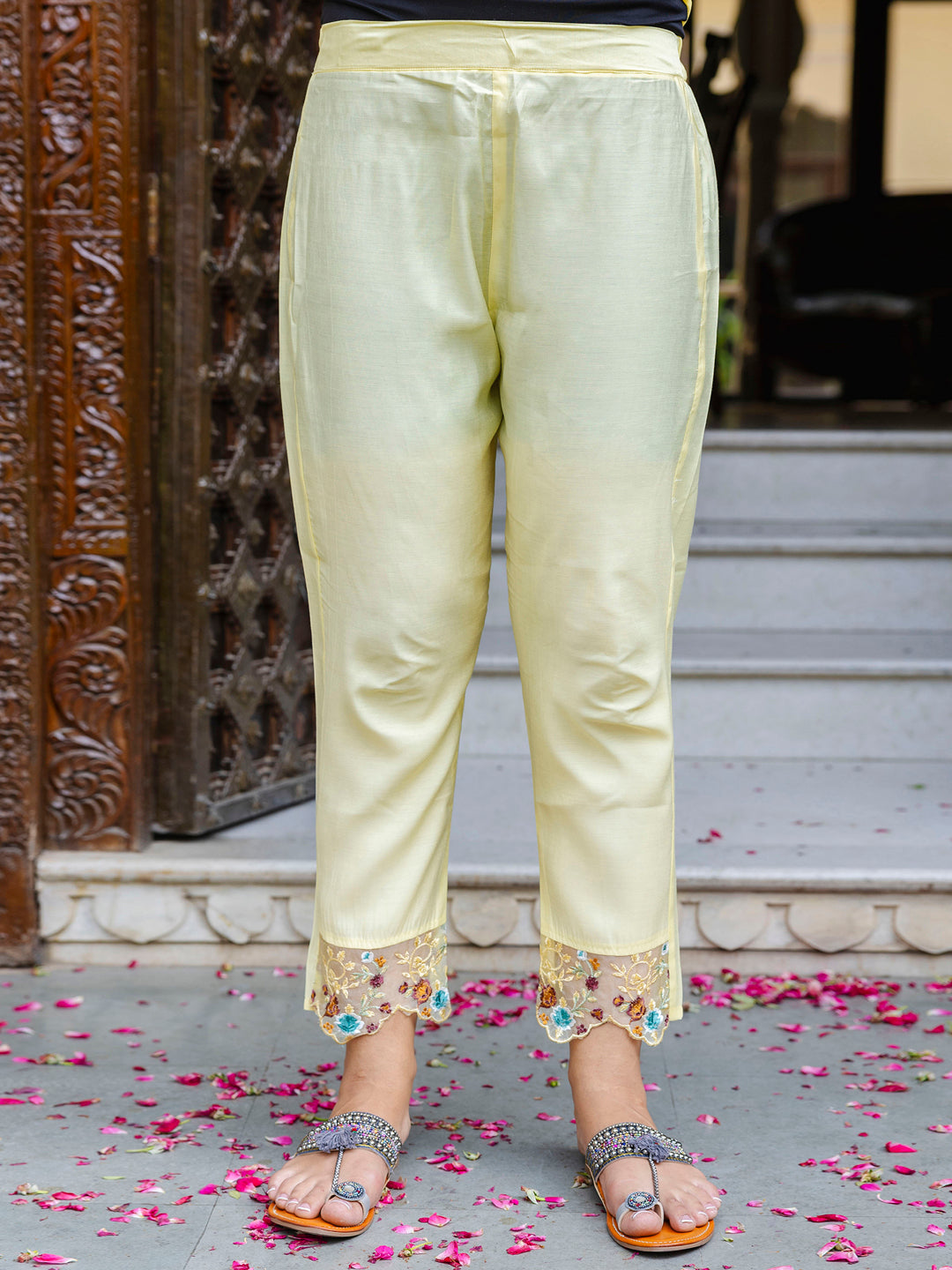 Women Kurta and Pant Sets Viscose Roman Silk Fabric - FitVibe Fashion