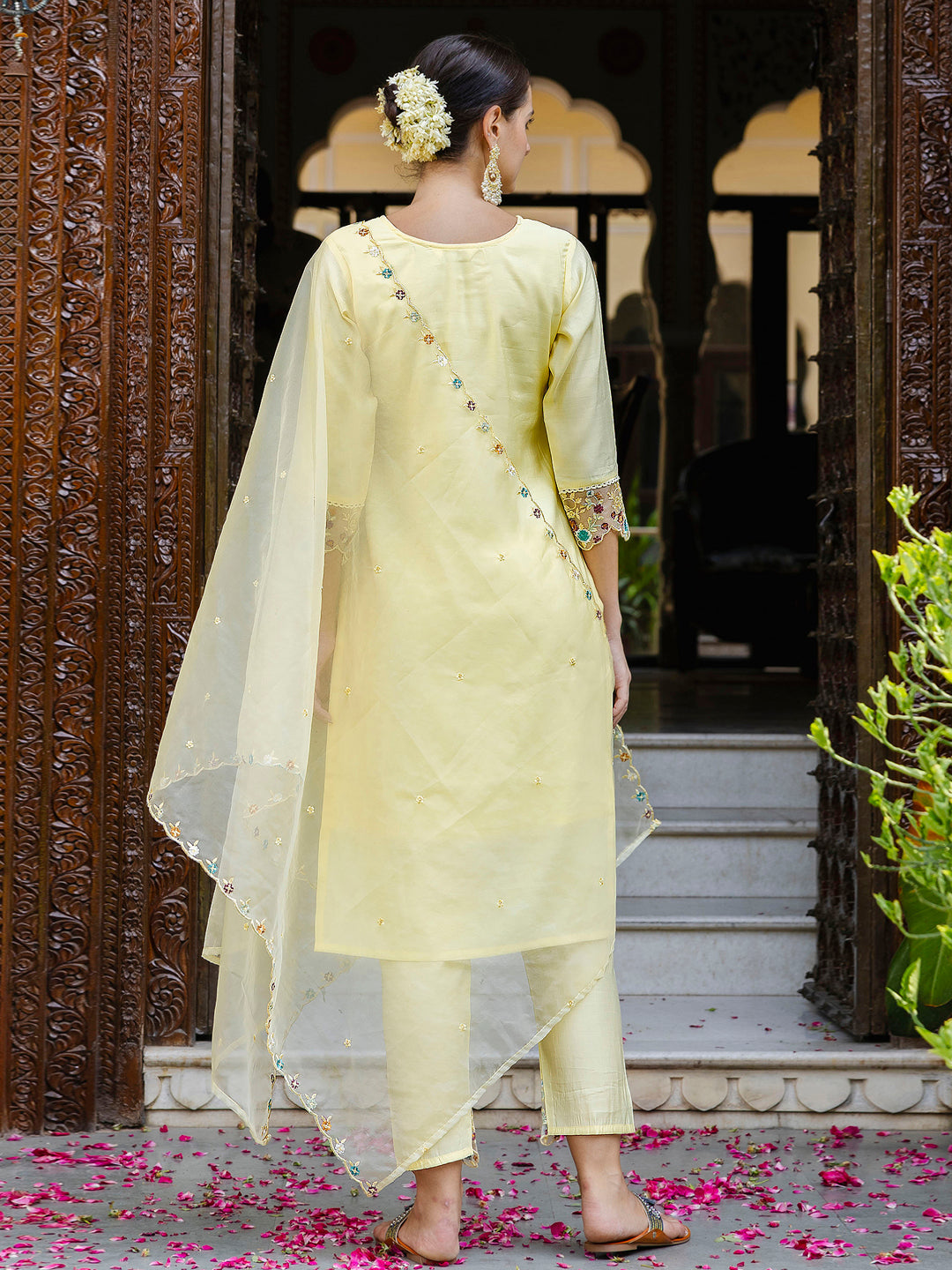 Women Kurta and Pant Sets Viscose Roman Silk Fabric - FitVibe Fashion