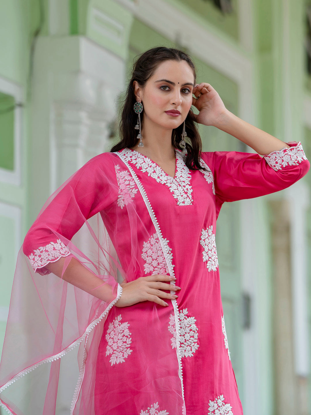 Women Silk Blend Kurta Pant Dupatta Set - FitVibe Fashion