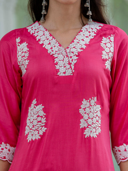 Women Silk Blend Kurta Pant Dupatta Set - FitVibe Fashion