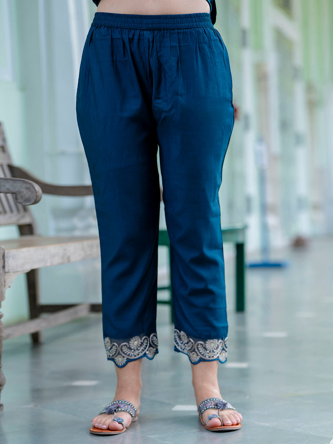 Silk Blend Kurta Set with Pant Dupatta Set - FitVibe Fashion