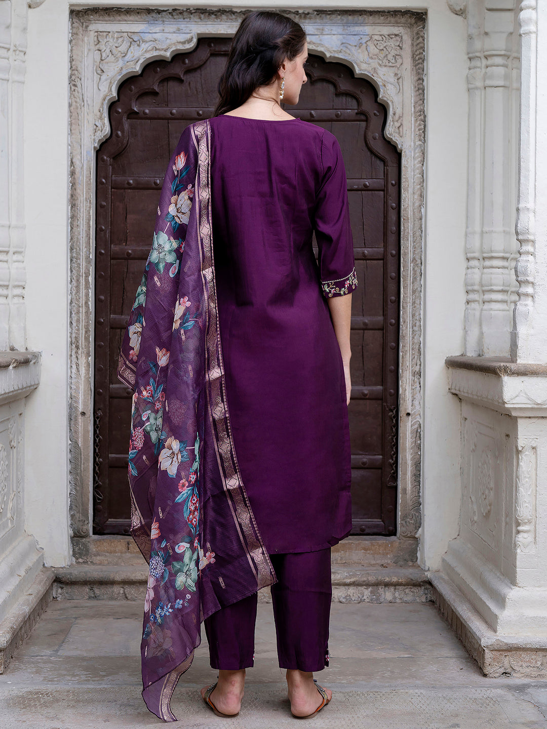 Women Silk Blend Kurta Pant Dupatta Set - FitVibe Fashion