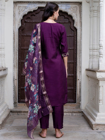 Women Silk Blend Kurta Pant Dupatta Set - FitVibe Fashion