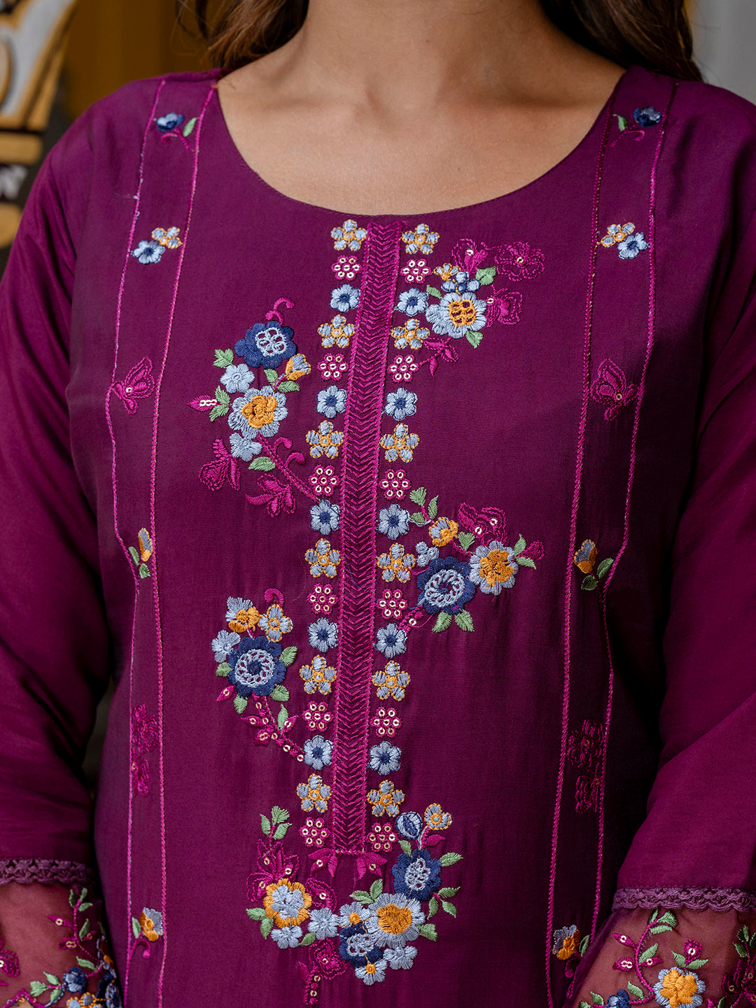 Women Silk Blend Kurta Pant Dupatta Set - FitVibe Fashion