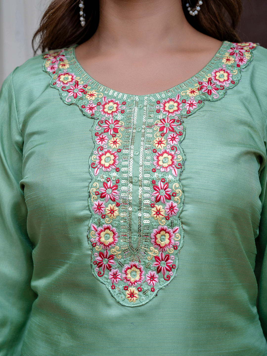 Women Silk Blend Kurta Pant Dupatta Set - FitVibe Fashion