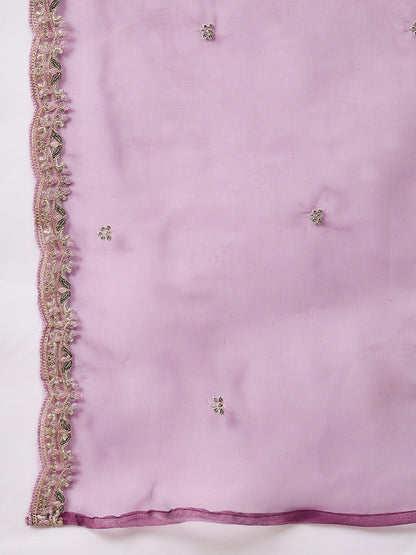 Ridhira Purple Yoke Design Silk Blend Straight Suit With Dupatta - FitVibe Fashion