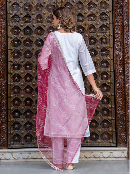 Women Chanderi Kurta & Pant Dupatta Set - FitVibe Fashion