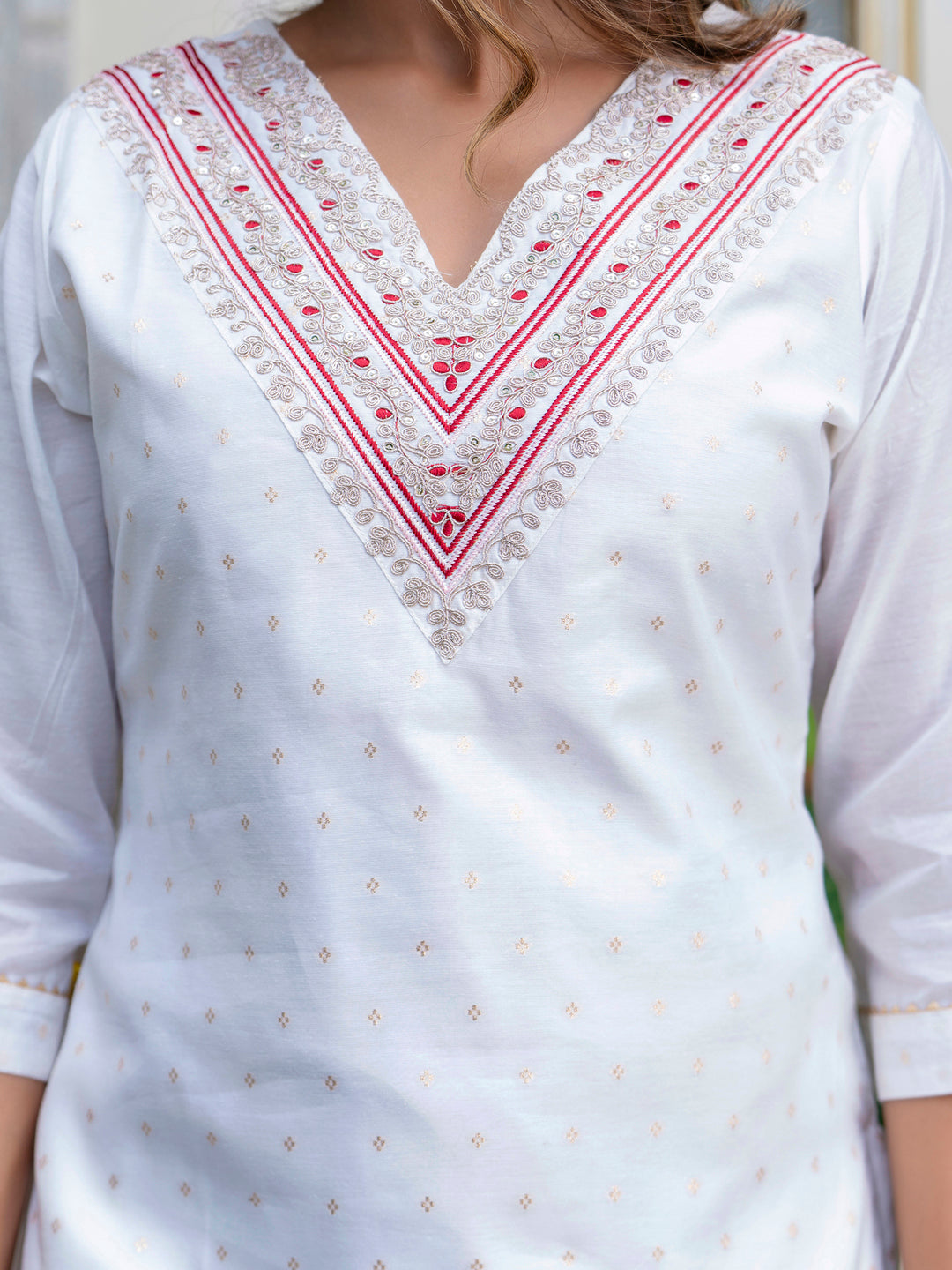 Women Chanderi Kurta & Pant Dupatta Set - FitVibe Fashion