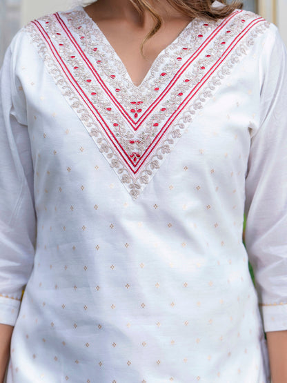 Women Chanderi Kurta & Pant Dupatta Set - FitVibe Fashion