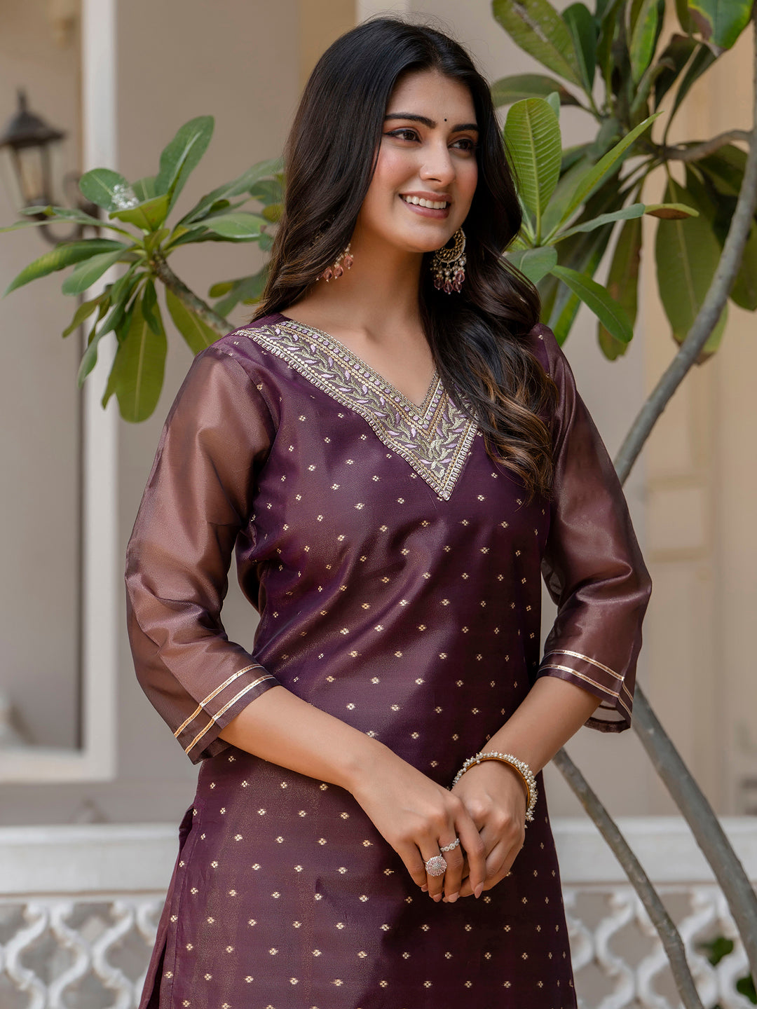Women Embroidered Silk Blend Straight Kurta - FitVibe Fashion