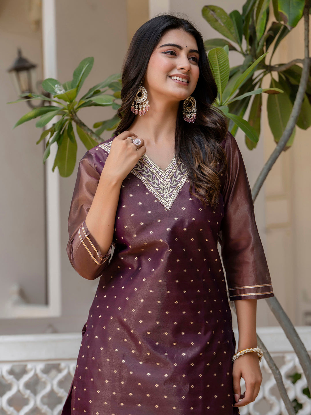 Women Embroidered Silk Blend Straight Kurta - FitVibe Fashion
