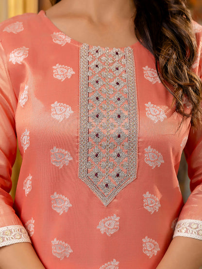 Women Embroidered Silk Blend Straight Kurta - FitVibe Fashion