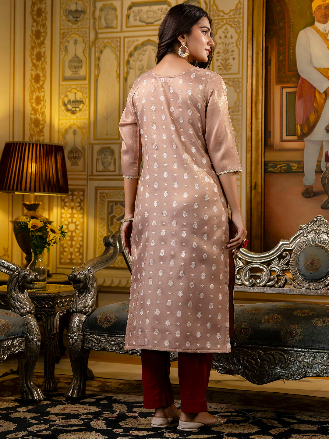 Women Embroidered Silk Blend Straight Kurta - FitVibe Fashion