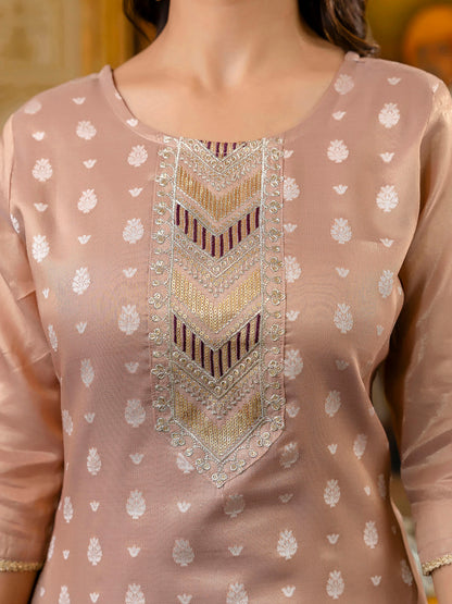 Women Embroidered Silk Blend Straight Kurta - FitVibe Fashion