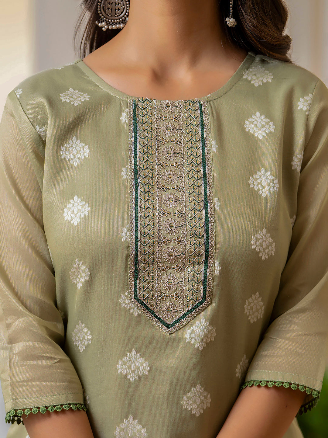 Women Embroidered Silk Blend Straight Kurta - FitVibe Fashion