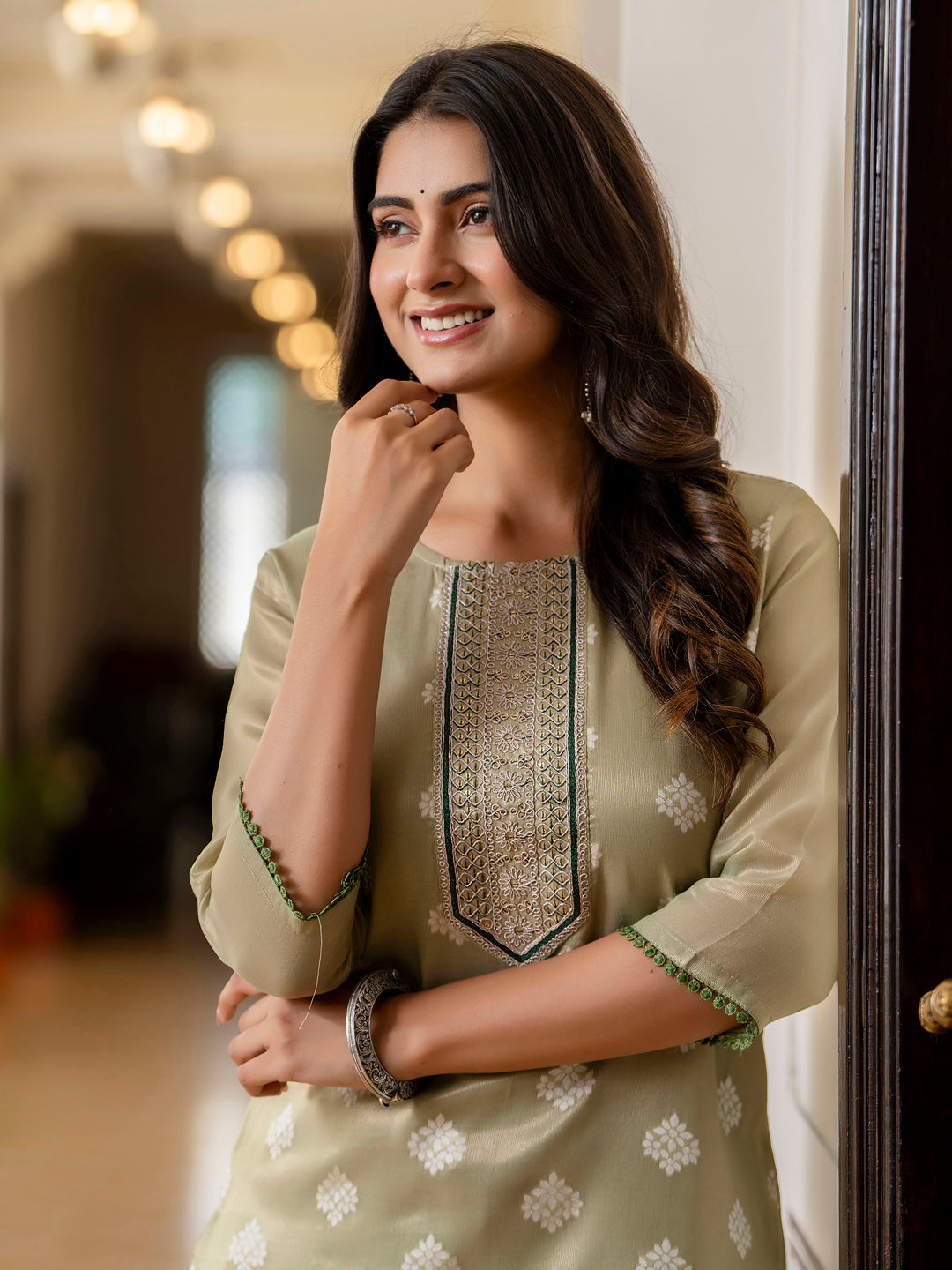 Women Embroidered Silk Blend Straight Kurta - FitVibe Fashion