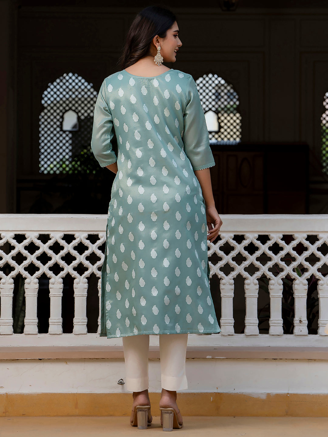 Women Embroidered Silk Blend Straight Kurta - FitVibe Fashion