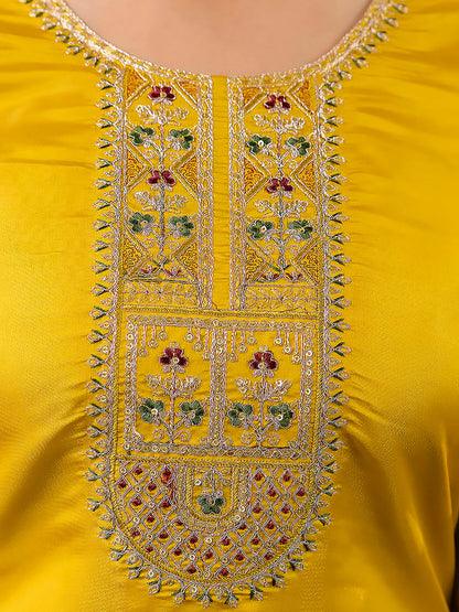 Women Embroidered shimmer Silk Blend Straight Kurta - FitVibe Fashion