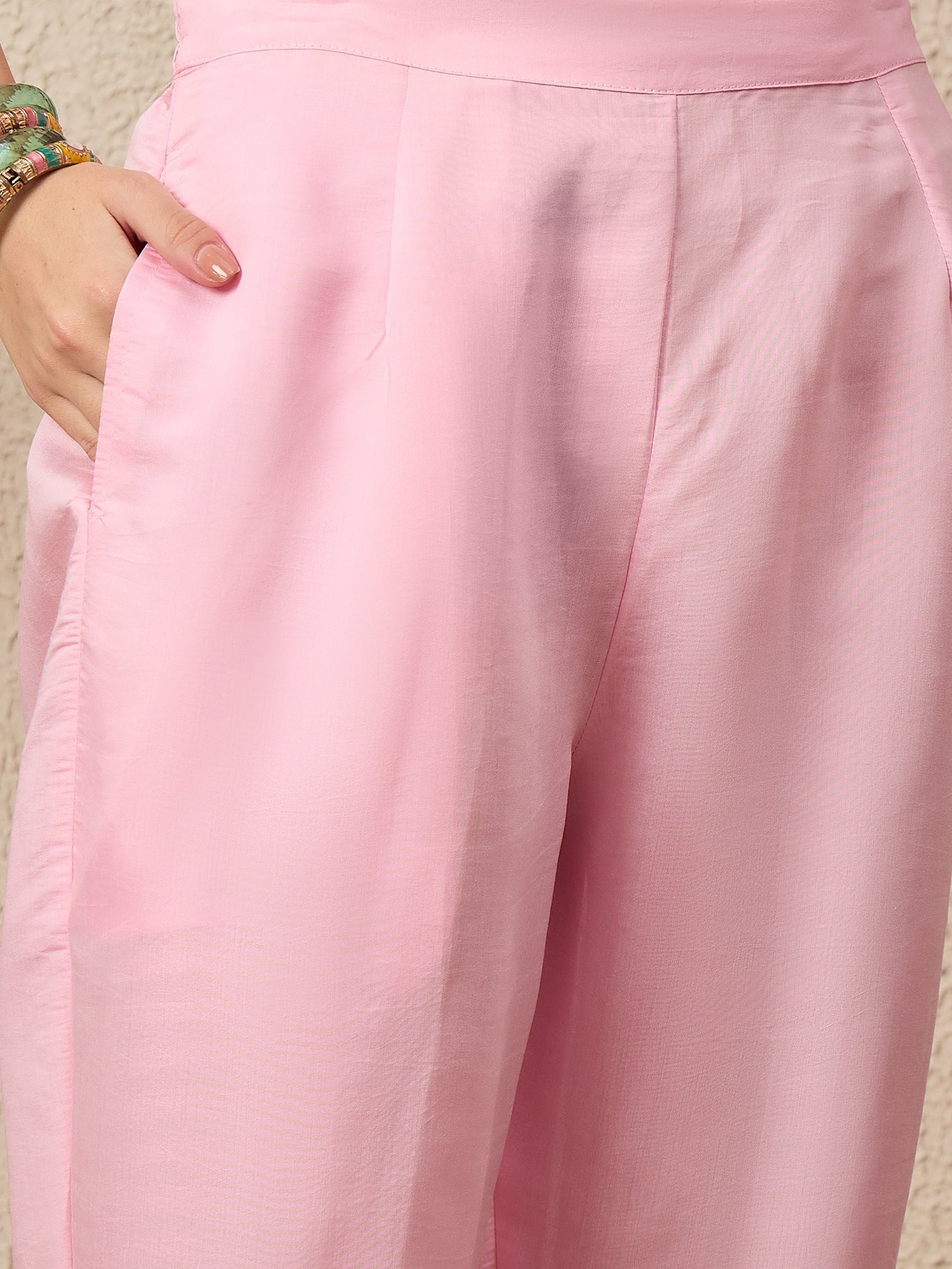 Rachna Pink Embroidered Straight Suit Set - FitVibe Fashion