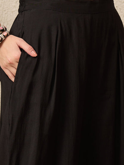 Rutt Raas Black Embroidered Straight Suit Set - FitVibe Fashion