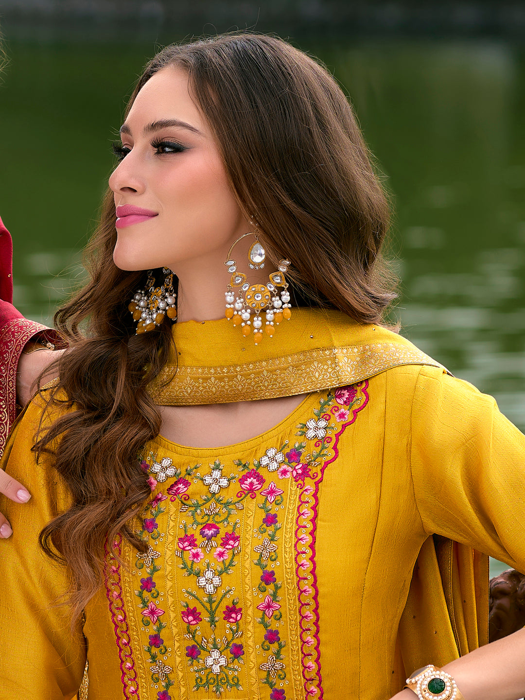 Women Silk Blend Kurta Pant Dupatta Set - FitVibe Fashion