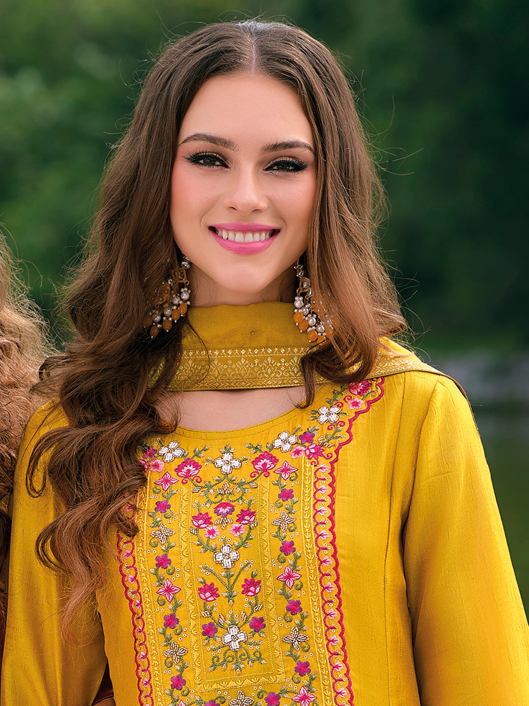 Women Silk Blend Kurta Pant Dupatta Set - FitVibe Fashion